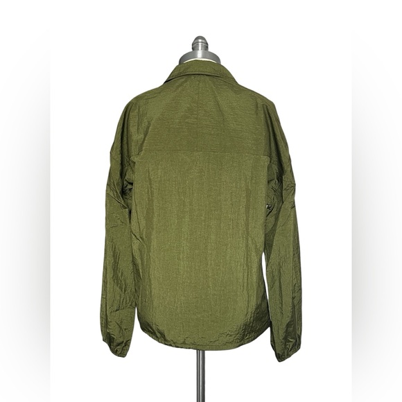 Athleta NWOT Lunar Sheen Shirt Crinkle Nylon Snap Front Jacket Olive Green XXS - Picture 6 of 12